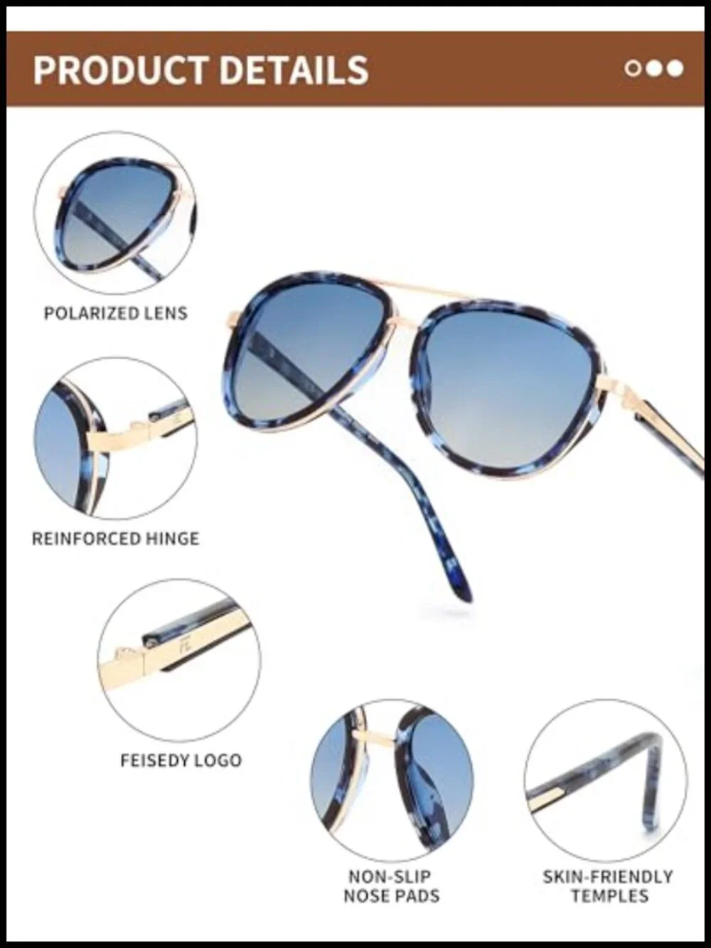 Retro Polarized Aviator Sunglasses with UV400 Protection